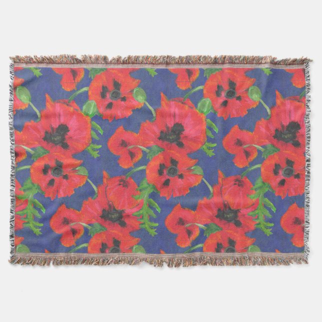 Helles, rotes und schwarz-orientalisches Muster Decke (Vorderseite)