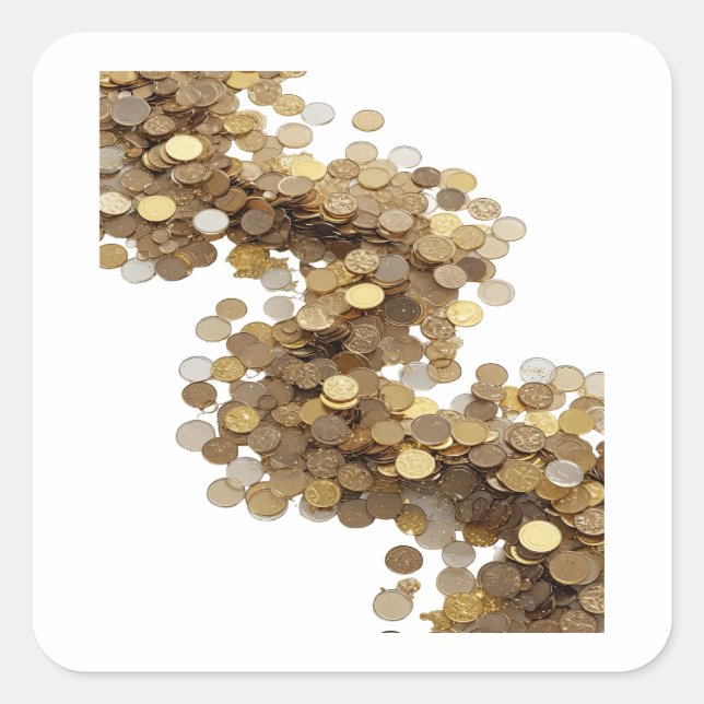 Helles Silber GOLDEN RAIN Quadratischer Aufkleber (Vorderseite)