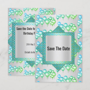 Helles Silver Green Ballon Save the Date Einladung
