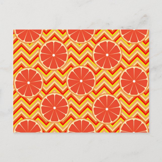 Helles Sommergrapefruit in Orangelb Zickzack Postkarte (Vorderseite)