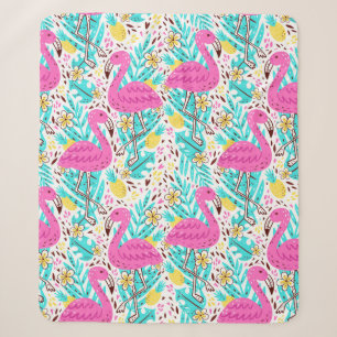 Helles Sommermuster mit Flamingo, Herz, Eis Sherpadecke
