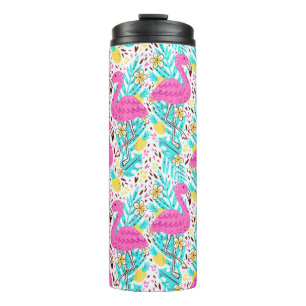 Helles Sommermuster mit Flamingo, Herz, Eis Thermosbecher