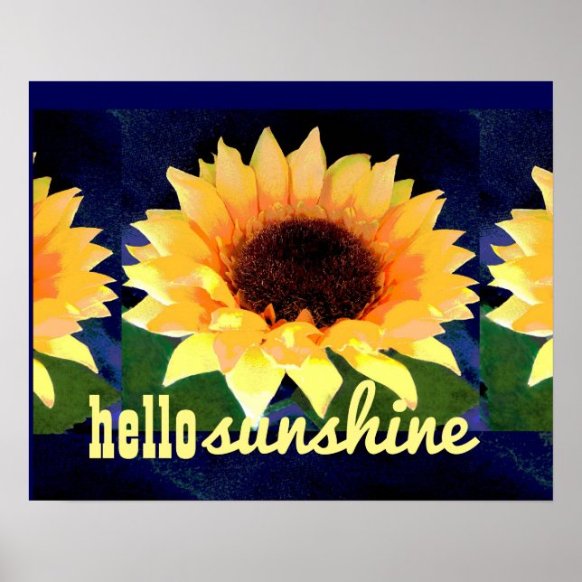 helles Sonnenblumenkunstposter mit hallo-sonniger  Poster (Vorne)