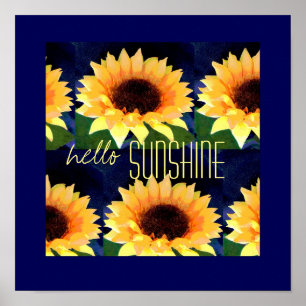 helles Sonnenblumenkunstposter mit hallo-sonniger  Poster