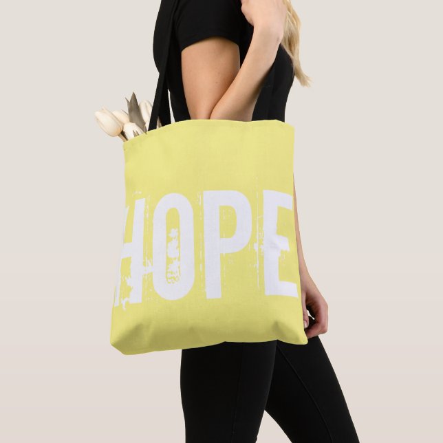 Helles, sonniges Gelb mit weißem Hope-Text Tasche (Von Nahem)