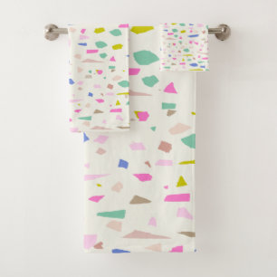 Helles, spielerisches Fragment Terrazzo Muster Badhandtuch Set