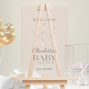 Helles Staubrosafarbenes Elegantes Bogen-Baby-Show Acrylschild