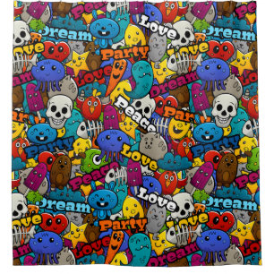 Helles Stickermuster Duschvorhang