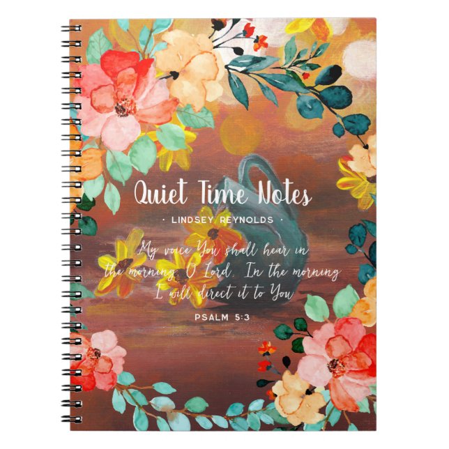 Helles Summer Floral Monogram Quiet Time Notebook Notizblock (Vorderseite)