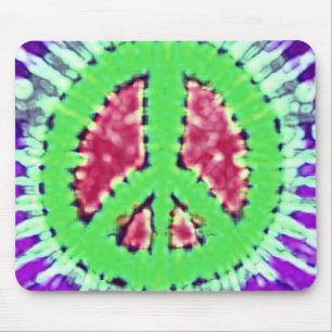 Helles Trippy Hippie-Krawatten-Friedenszeichen Mousepad