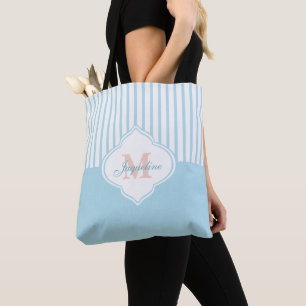 Helles Türkis Colorblock Streifen-Monogramm Tasche