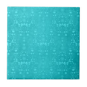 Helles Türkis Teal Aqua Damastmuster Fliese