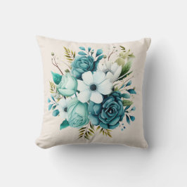 Helles türkisfarbenes Aquamarines Blumendekor Kiss Kissen