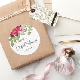 Helles und farbenfrohes BlumenBouquet Brautparty Runder Aufkleber