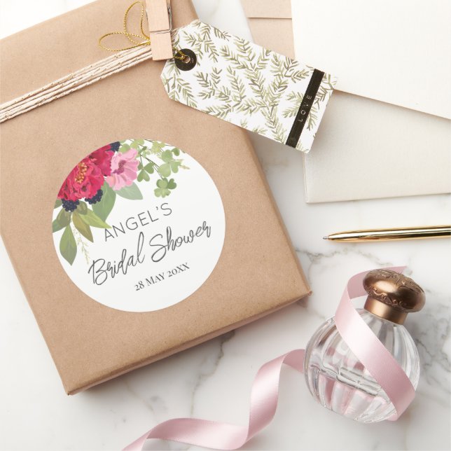 Helles und farbenfrohes BlumenBouquet Brautparty Runder Aufkleber (Schenken)