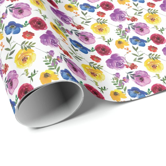 Helles und feines Blumengeschenk für Wasserfarben Geschenkpapier (Rolleneckpunkt)