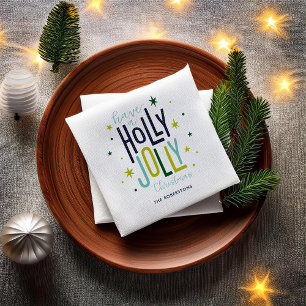 Helles und festliches Weihnachtsfest "Holly Jolly" Serviette