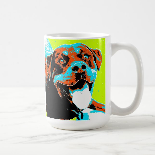 Helles und Spaß Rottweiler Porträt Kaffeetasse (Rechts)