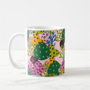 Helles Unterwasser-Illustrationsmuster mit schön Kaffeetasse