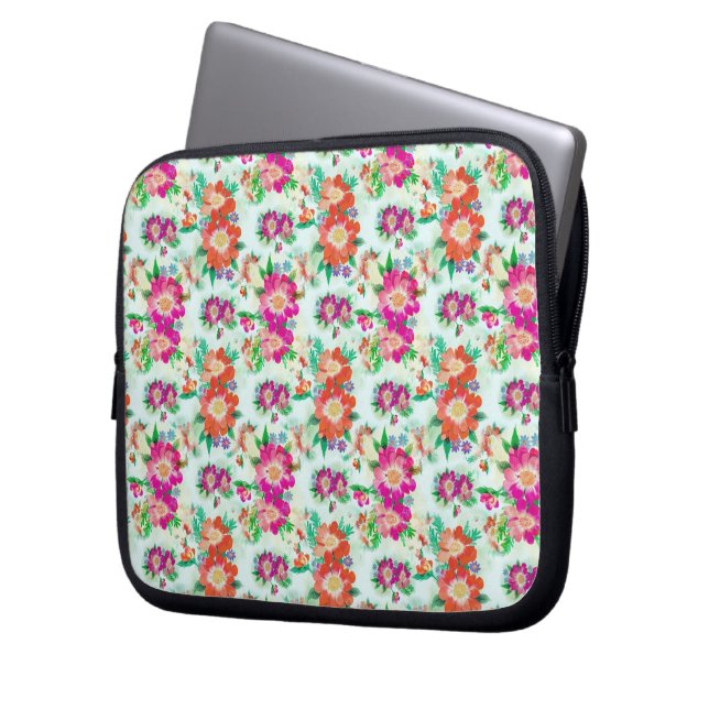 Helles Vintages Blumenmuster Laptopschutzhülle (Vorderseite Links)