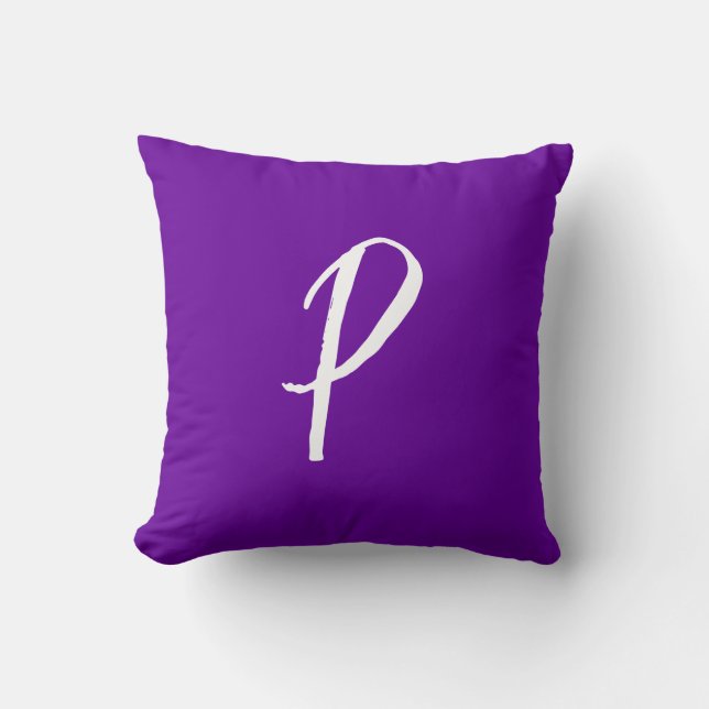 Helles Violettlila Monogramm Kissen (Vorderseite)