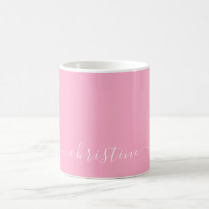Helles Warmes Rosa Weiß Minimalistischer Name 015 Kaffeetasse