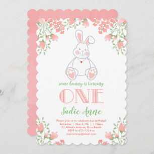 Helles Wasserfarbenfroh Rosa 1. Geburtstag Einladung