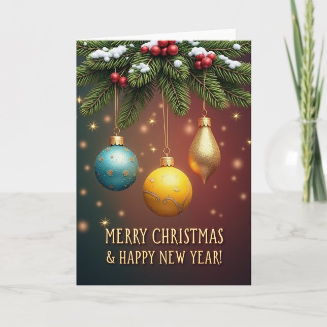 Helles Weihnachtsornament Bokeh Karte (Vorderseite)
