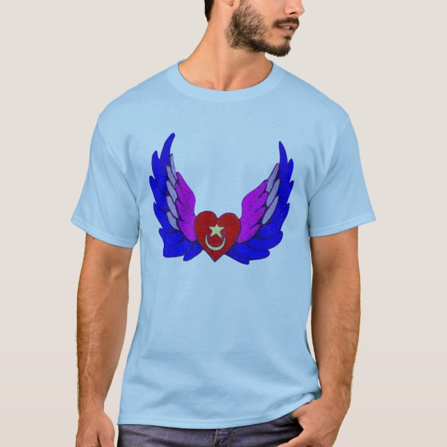 Helles Winged Sufi Herz T-Shirt (Vorderseite)