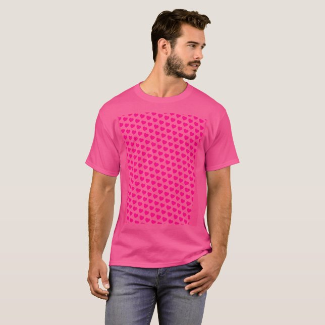 Helles WOW Pink Valentine Hörmuster T-Shirt (Vorne ganz)