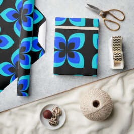 Helles, zweifarbiges, blaues Blume-Muster Geschenkpapier