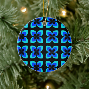 Helles, zweifarbiges Muster der blauen Blume Keramik Ornament