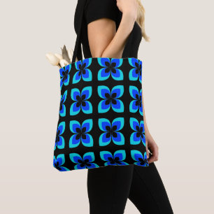 Helles, zweifarbiges Muster der blauen Blume Tasche