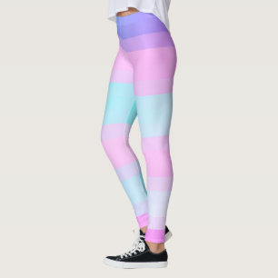Hellfarbene blaue rosa grüne Pastellstreifen Leggings