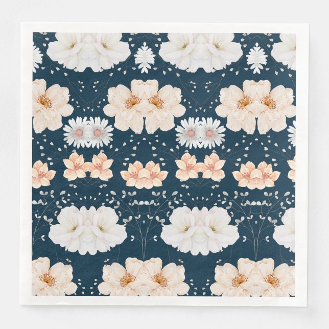 Hellfarbene Blume mit dunklem Ozeanhintergrund Serviette (Vorderseite)