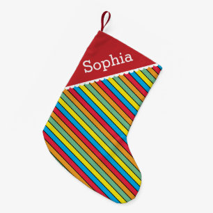 Hellfarbene Streifen Personalisiert Kleiner Weihnachtsstrumpf