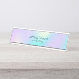Hellfarbener holografischer Hintergrund Schreibtischnamensplakette