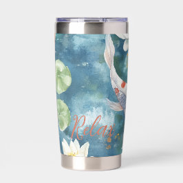 Hellfarbener Koi-Fisch mit blauem aquamarinem Hint Thermobecher