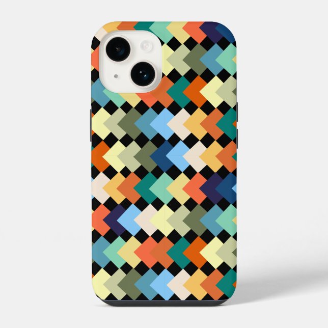 Hellfarbige Diamanten iPhone 14 Hülle (Rückseite)