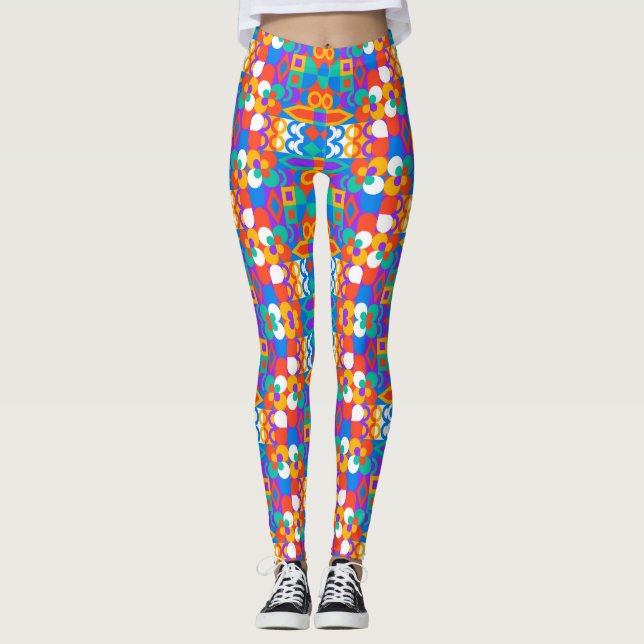 Hellfarbige Leggings zeigen ein abstraktes (Vorderseite)