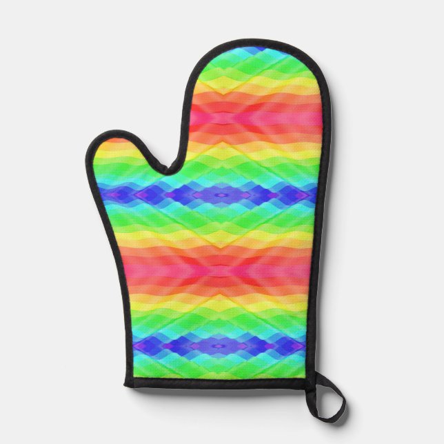 Hellfarbige Ofenhandschuh mit einem Regenbogen  (Vorderseite)
