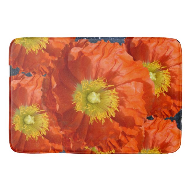 Hellfarbige Orange Mandarine Mohnblume Blume Badematte (Vorderseite)