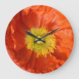 Hellfarbige Orange Mandarine Mohnblume Blume Große Wanduhr