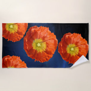 Hellfarbige Orange Mandarine Mohnblume Blume Strandtuch