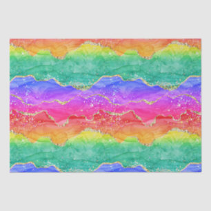 Hellfarbige Regenbogen-Glitter-Gold-Achat Seidenpapier