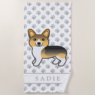 Hellfarbiger Dreifarbiger Pembroke Welsh Corgi Hun Strandtuch