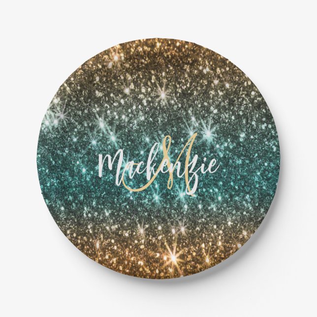 Hellfarbiger Glitzer Pappteller (Vorderseite)