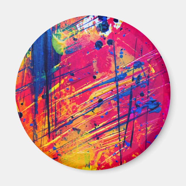 Hellfarbiger Spritzer Paint Abstrakt Magnet (Vorne)