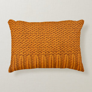 Hellgelb: handgefertigte Stricktextur. Dekokissen