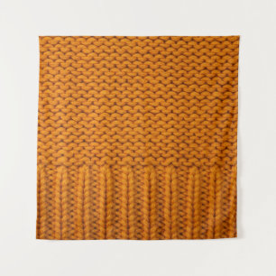 Hellgelb: handgefertigte Stricktextur. Wandteppich